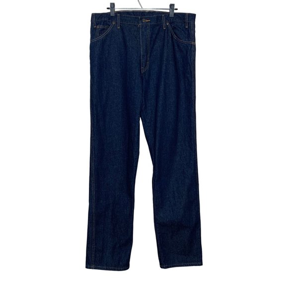 Dickies Work Pants Blue Jeans Bootcut Dark Wash Denim Heavyweight Men's Size 38 - Picture 1 of 8